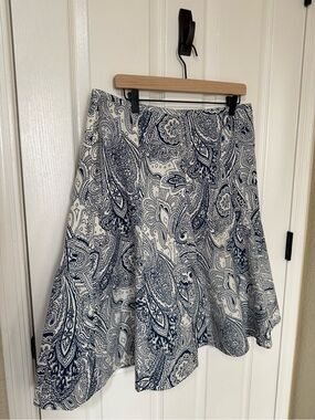 Talbots Navy Paisley Circle Skirt